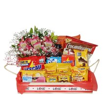 Cesta Média de Café com Astromélias