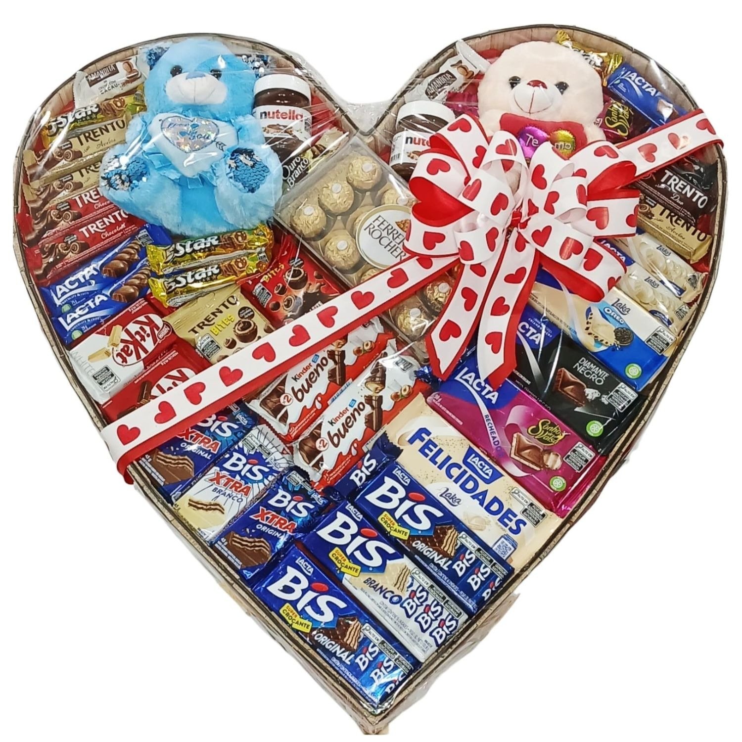 Super Coração Gigante de Chocolates com Ursinhos