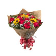 Buquê 7 Rosas Vermelhas & 5 Girassóis