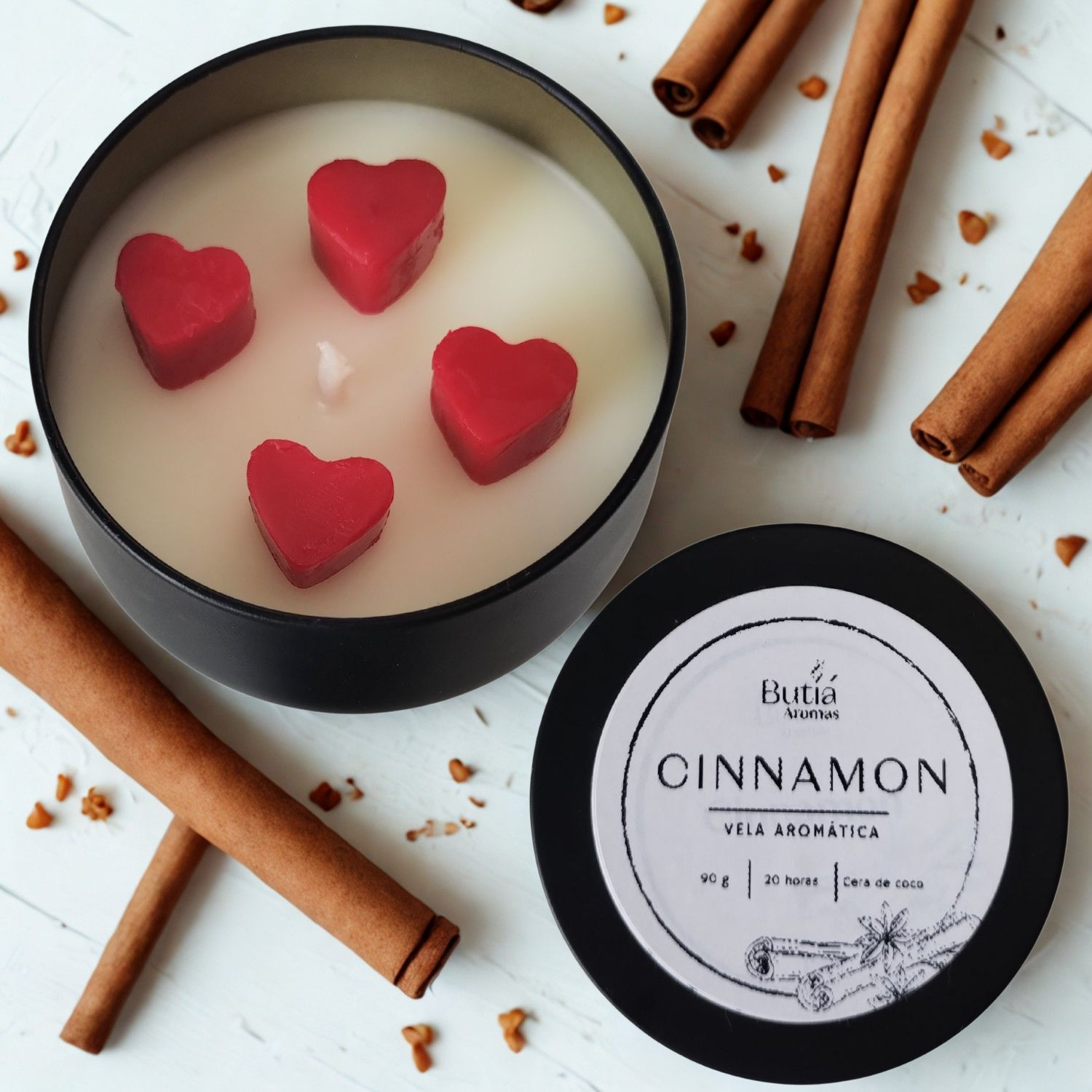 Vela Aromática de Maçã e Canela com Lindo Coração