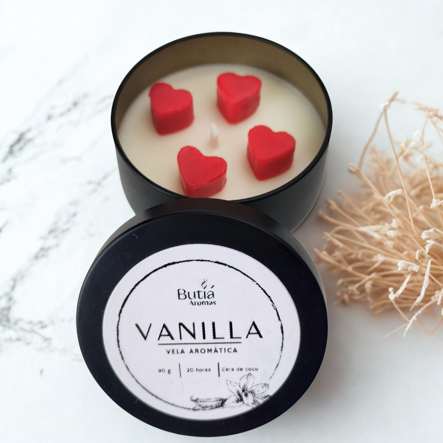 Vela Aromática de Baunilha Vanilla com coração