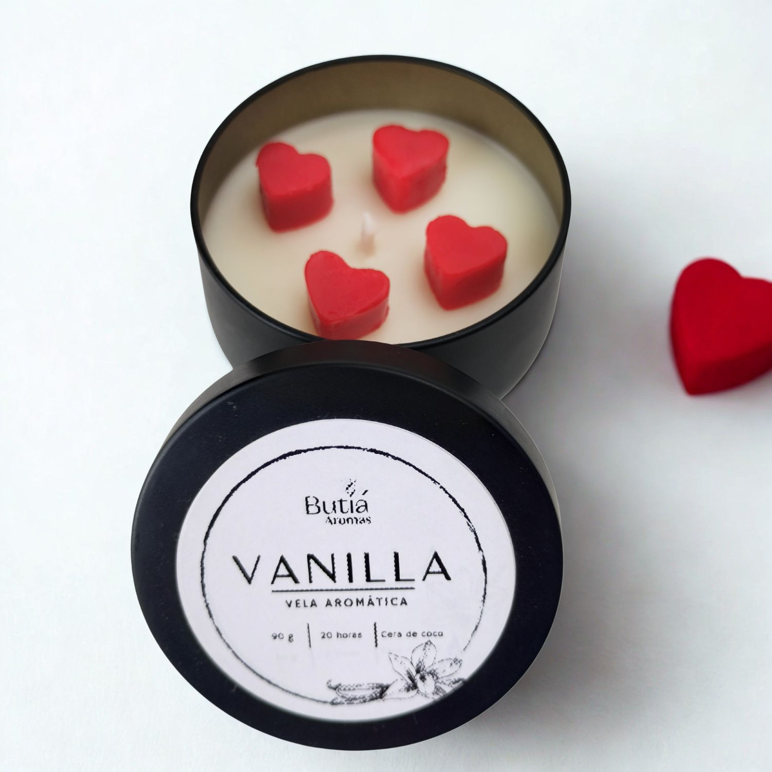 Vela Aromática de Baunilha Vanilla com coração