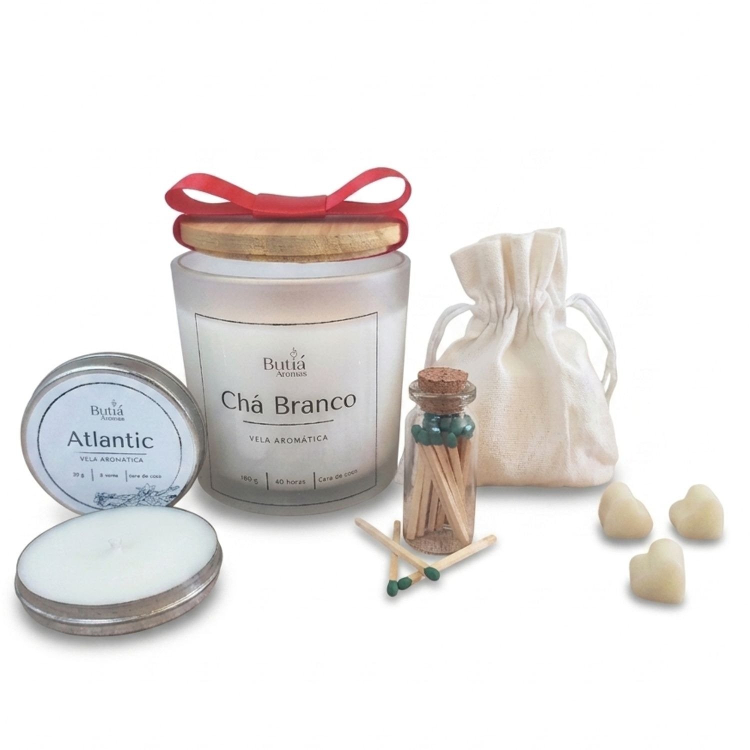 Kit aromatico Chá Branco e Vela Brisa do Mar 