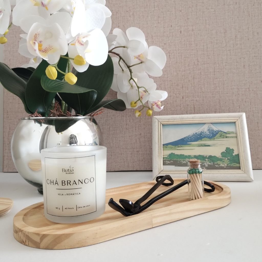 Kit aromatico Chá Branco e Vela Brisa do Mar 