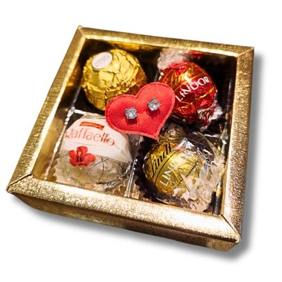 Brincos Coração Dourado: Chocolate Lindt e Ferrero