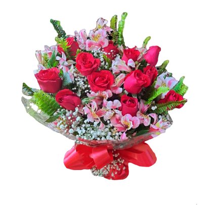Buquê Rosa com Astromélia Rosa