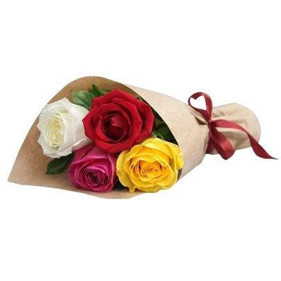 Lindo Buquê de 4 Rosas Coloridas