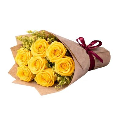 Lindo Buquê de 7 Rosas Amarelas com Tango