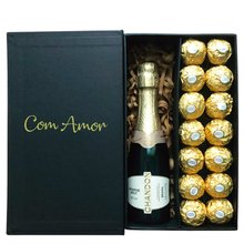 Cesta Retangular Bebida e Chocolate