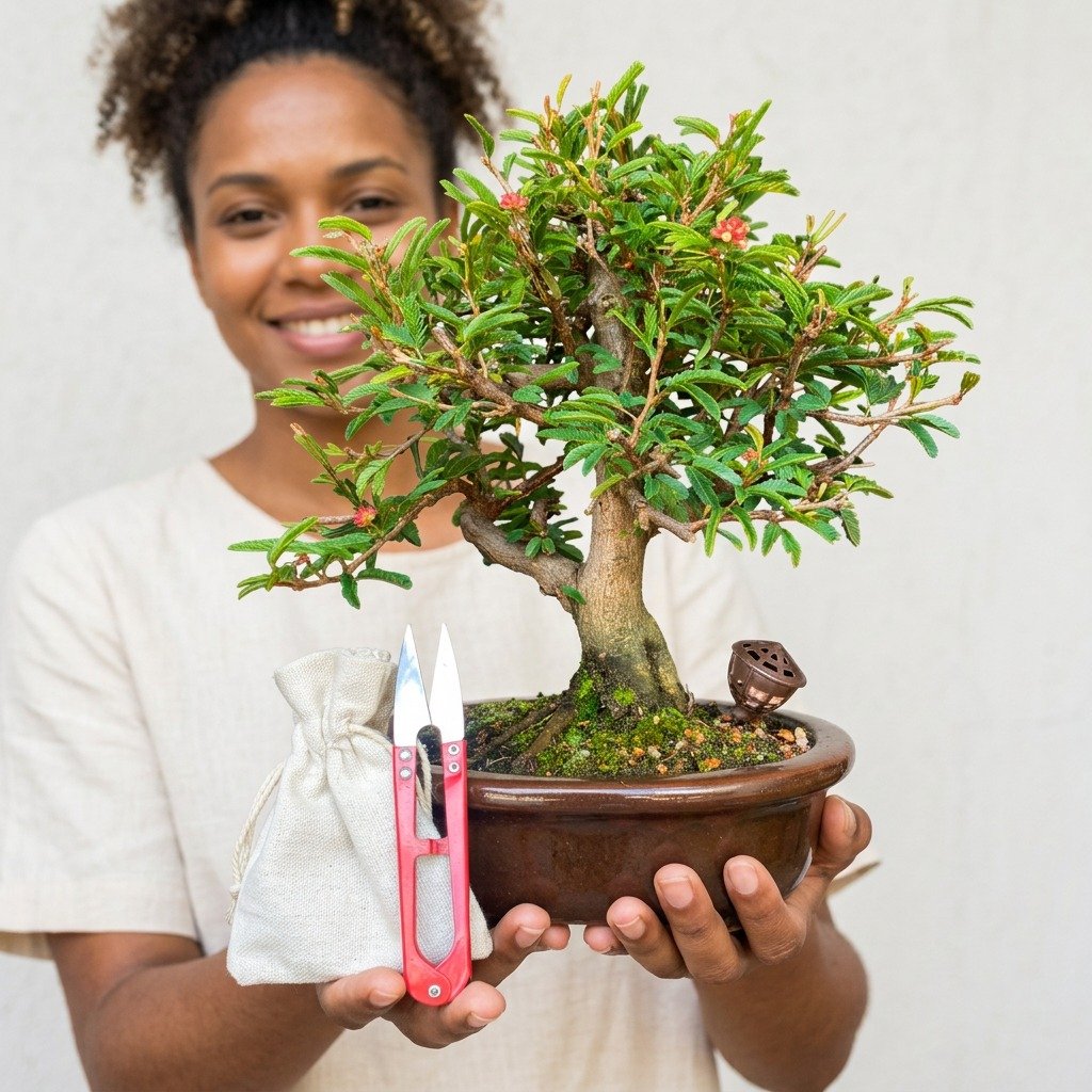 Bonsai Calliandra Branca 5 anos - Kit