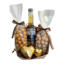 Caixa Cerveja Pipocas enfeite Coração