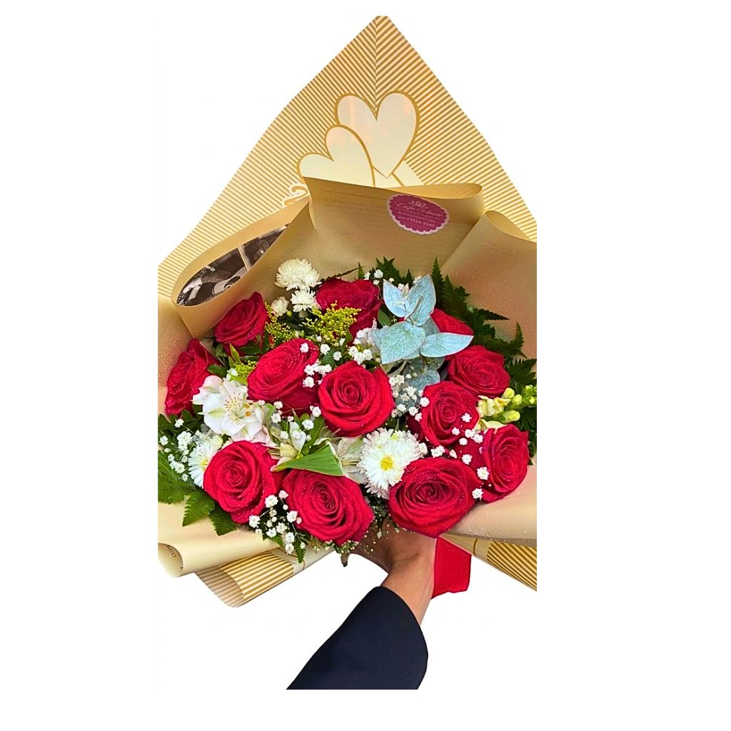 Buquê Clássico de 12 Rosas Vermelhas Importadas