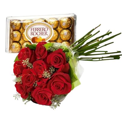 Arranjo de Rosas Com Ferrero