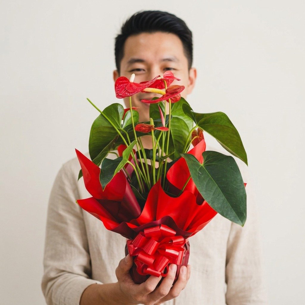 Lindo Antúrio Vermelho Plantado