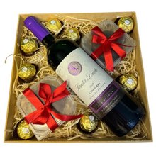 Cesta de Presente de Vinho e Chocolate