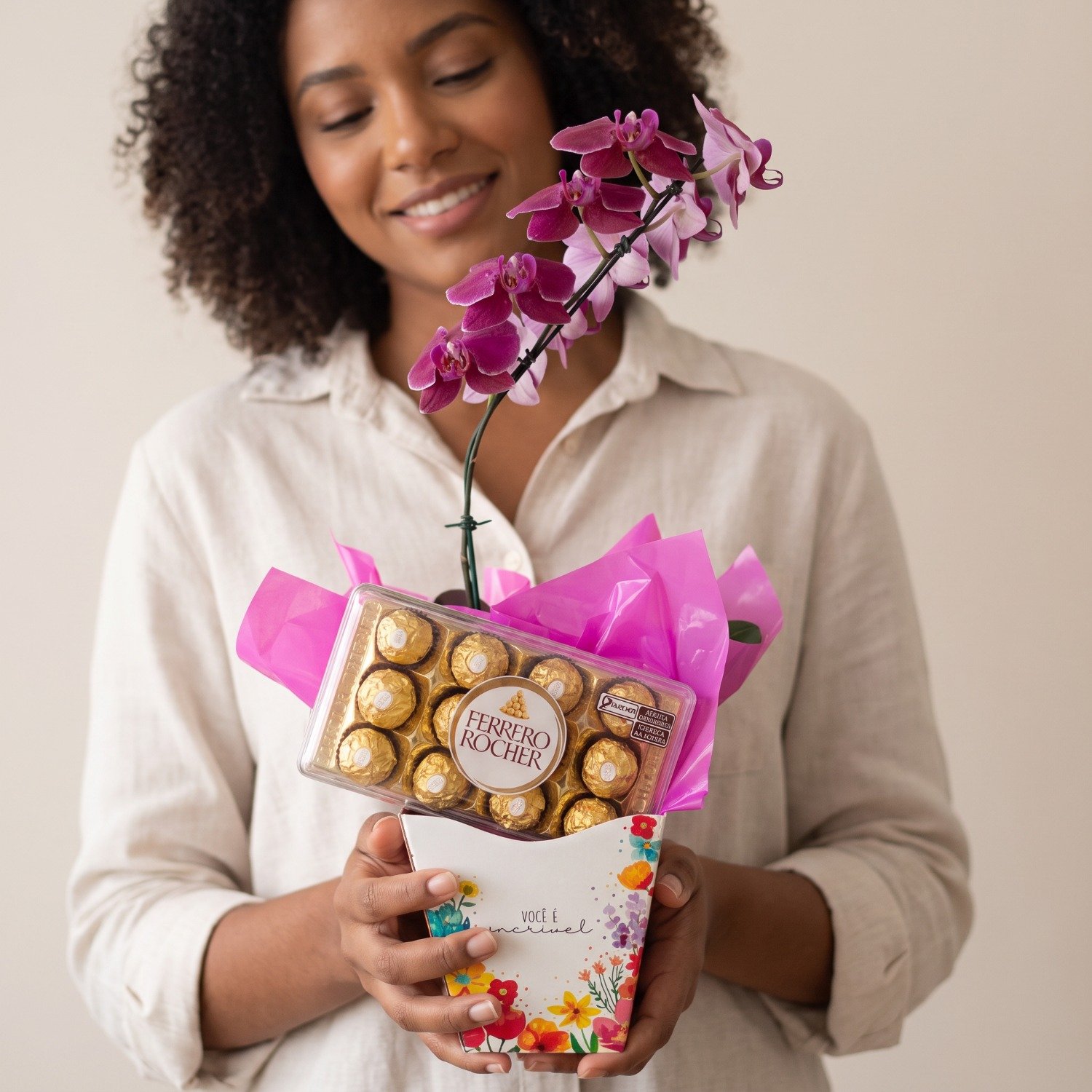 Orquídea Phalaenopsis com Ferrero Rocher