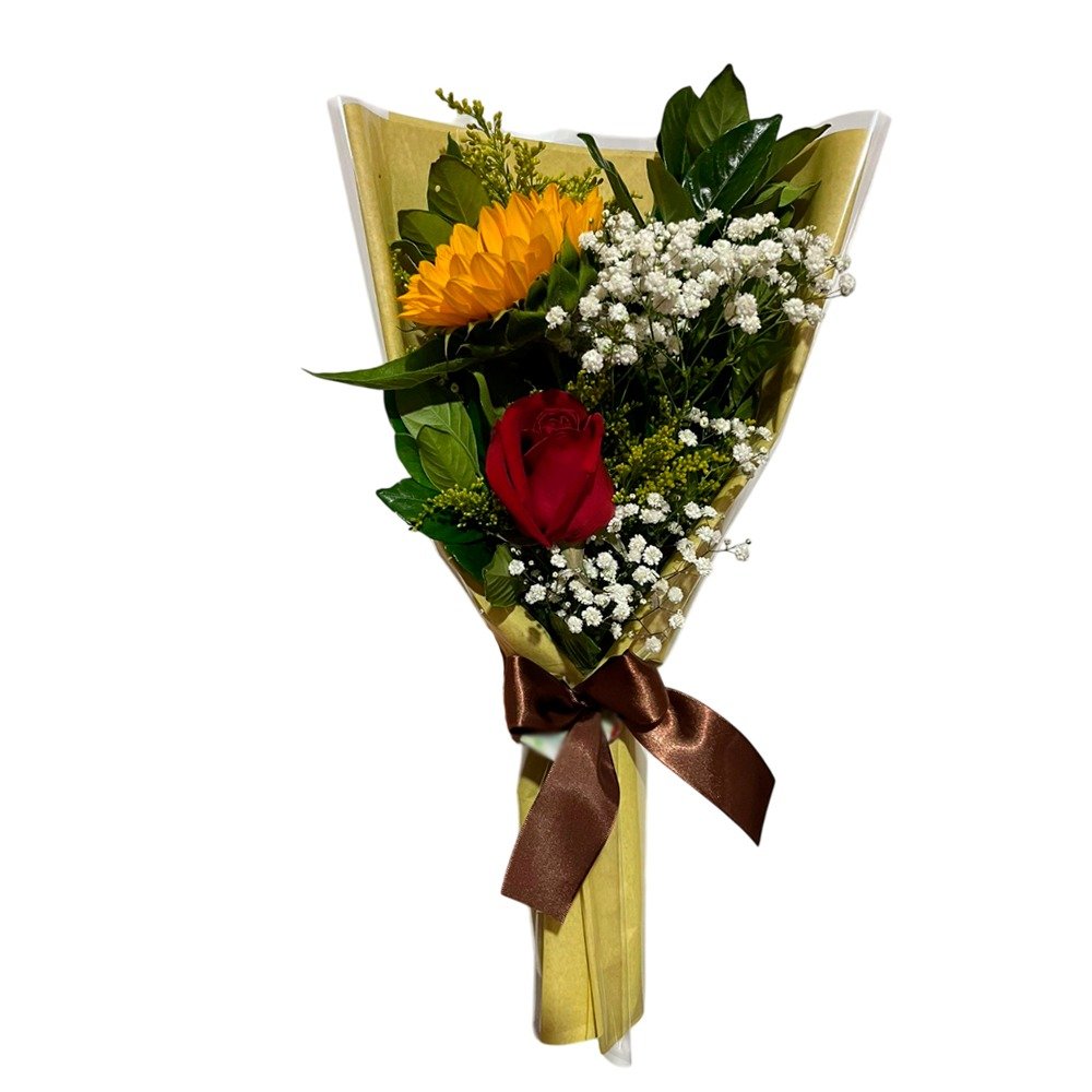 Buquê Girassol com Rosa Escalado