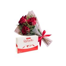 Buquê de 3 Rosas e Raffaello