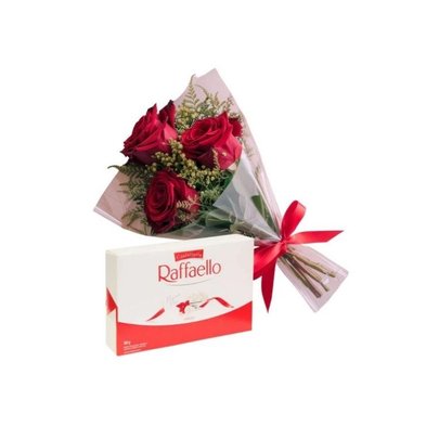 Buquê de 3 Rosas e Raffaello