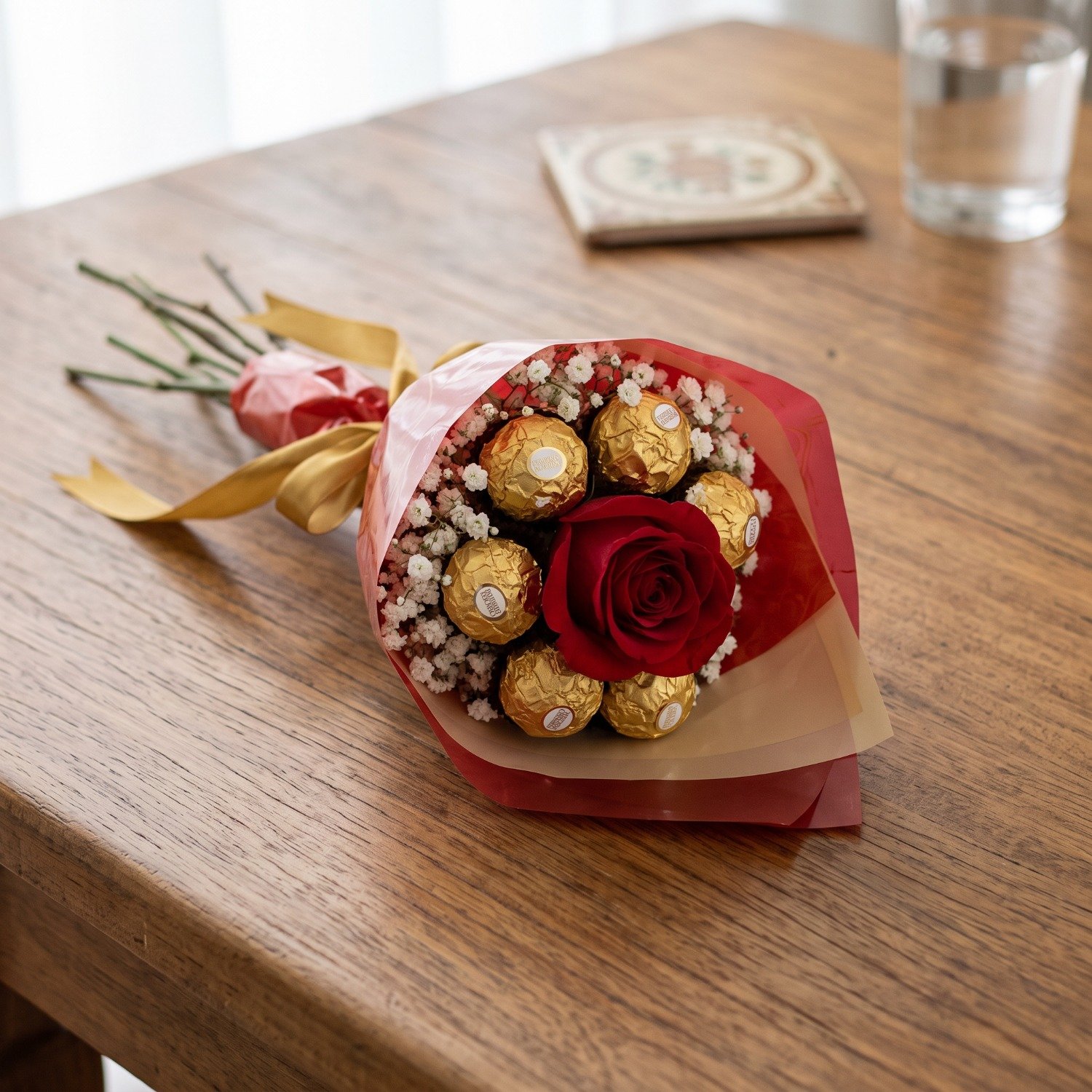 Mini Buquê de Ferrero com 1 Rosa