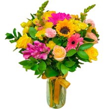 Arranjo No Vidro Mix De Flores