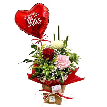 Arranjo com 3 Rosas Coloridas
