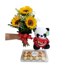 Lindo Buquê de Girassóis com Pelúcia e Chocolate