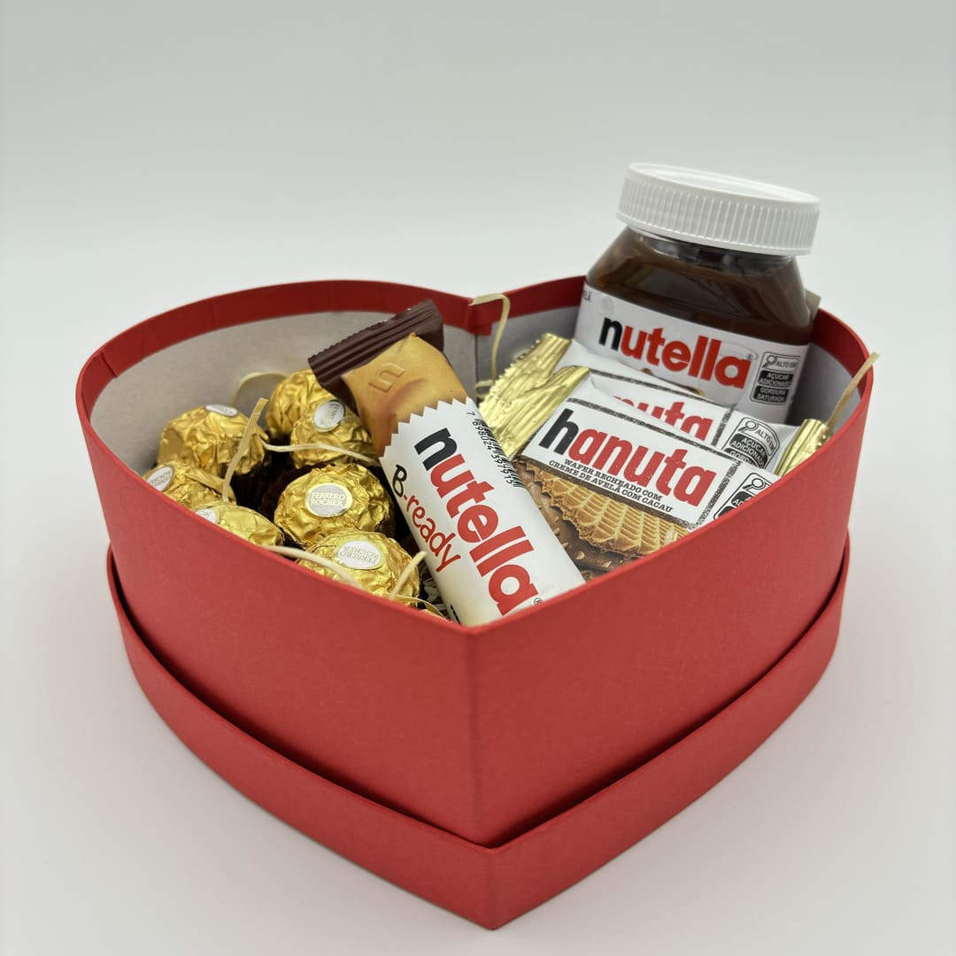 Caixa de Coração com Nutella e Ferrero