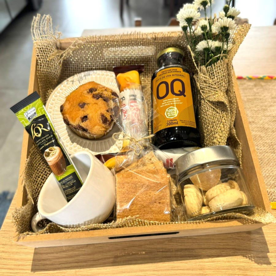 Cesta Box Despertar Rústico: Café Premium e Flores