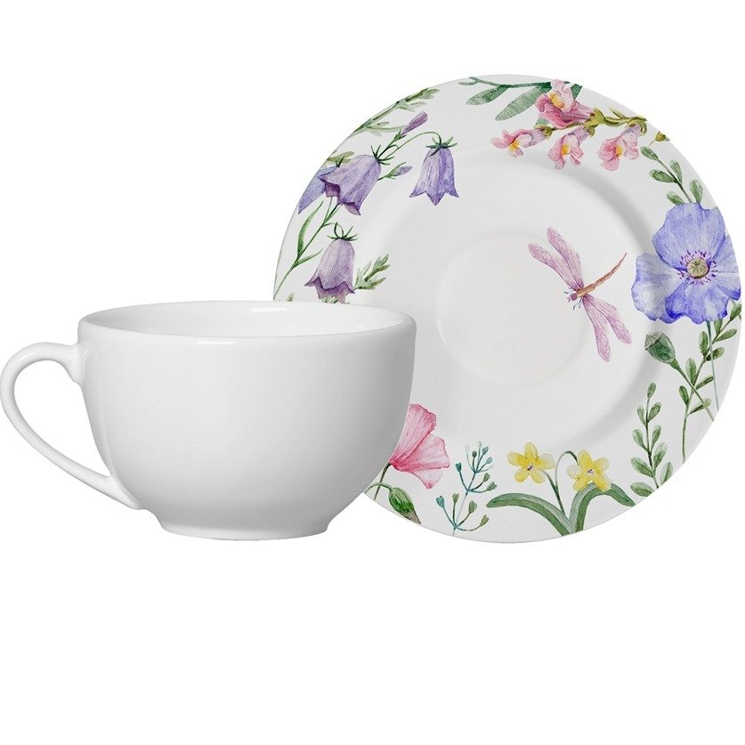 Xícara com Pires Floral Lelis