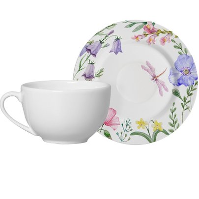 Xícara com Pires Floral Lelis