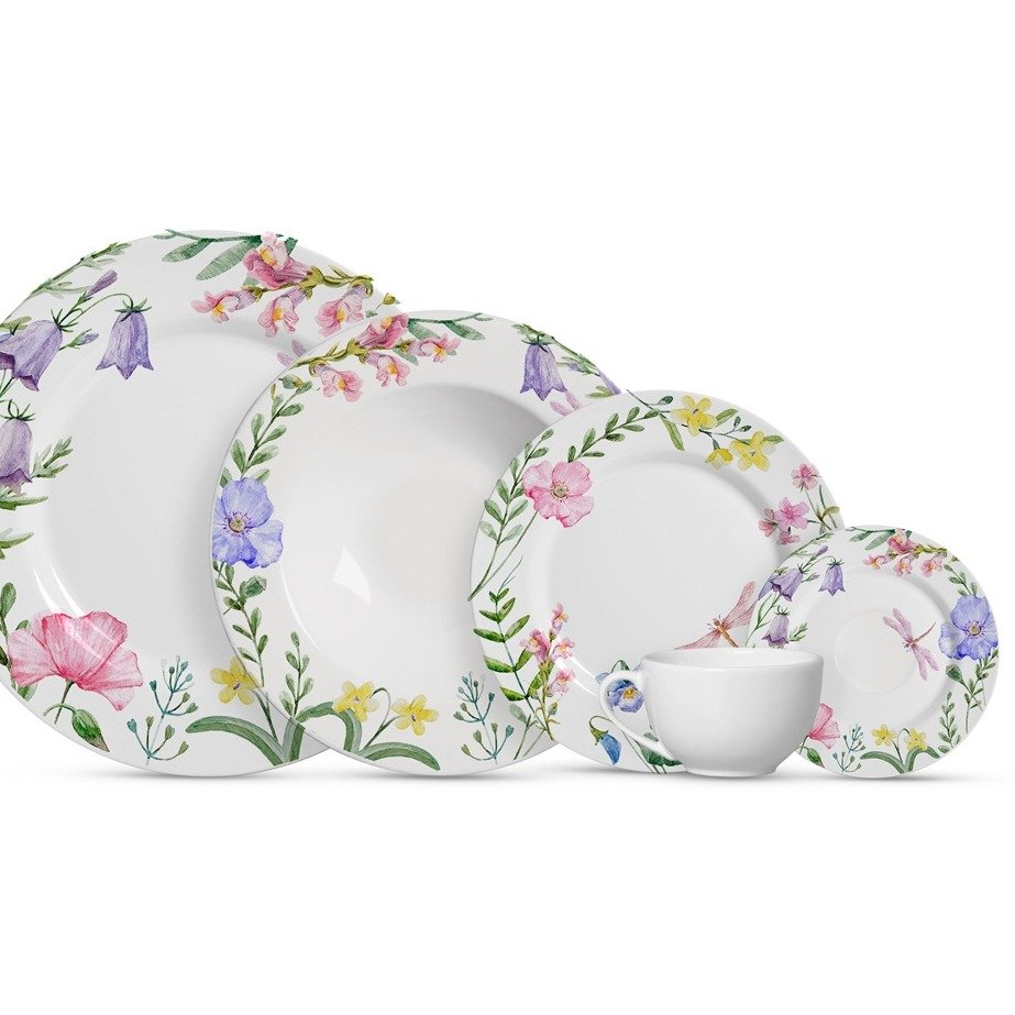 Xícara com Pires Floral Lelis