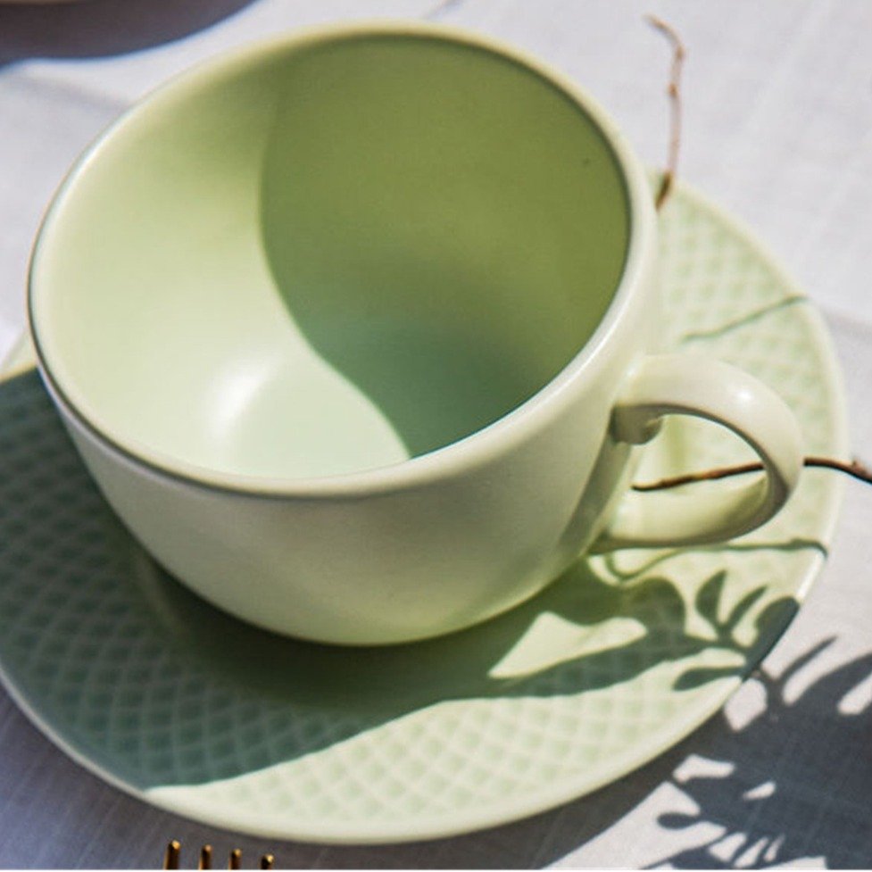 Xícara de Café com Pires em Cerâmica, Verde Menta