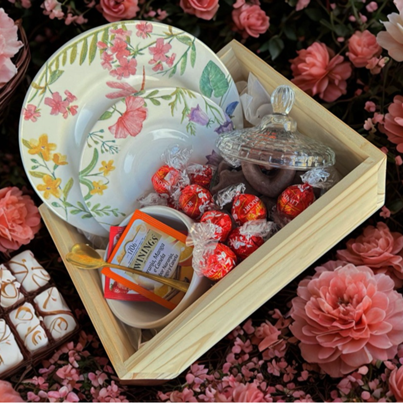 Cesta Doce Jardim com Bombons Lindt