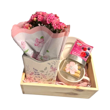 Cesta Mimo Outubro Rosa Presente Delicado com Flor