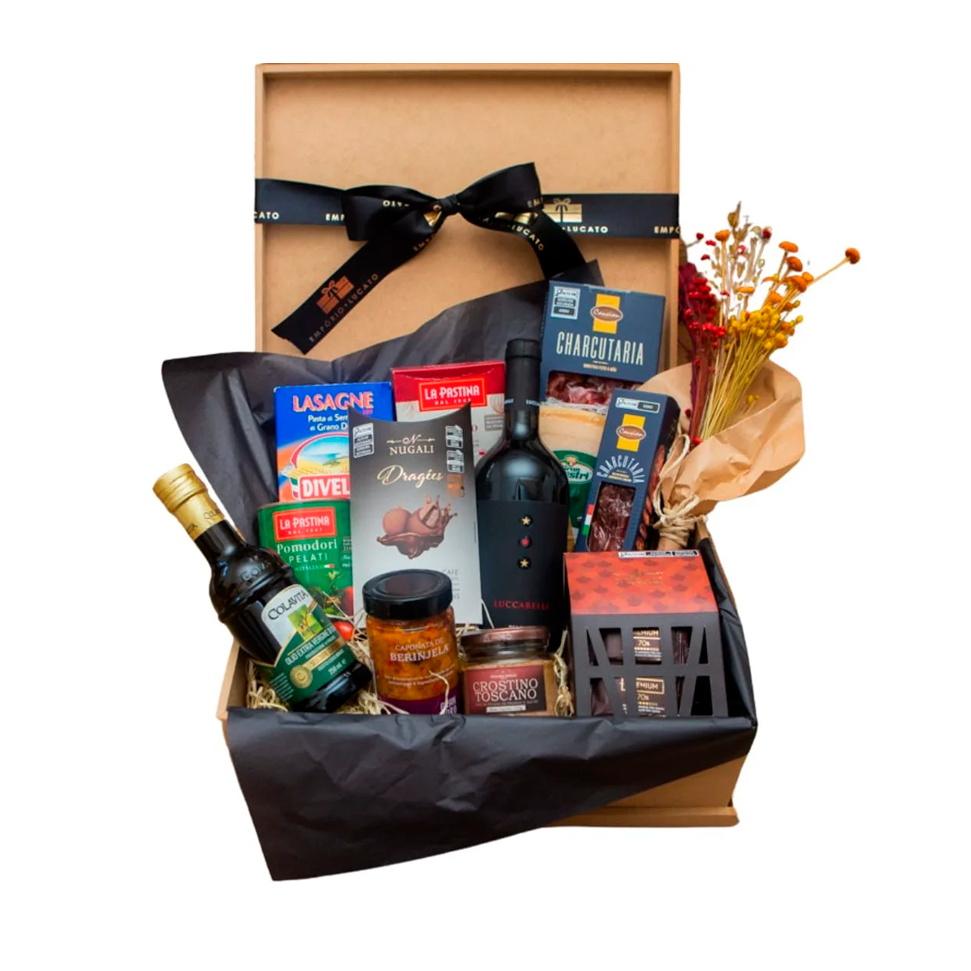 Cesta Gourmet Com Vinho Italiano