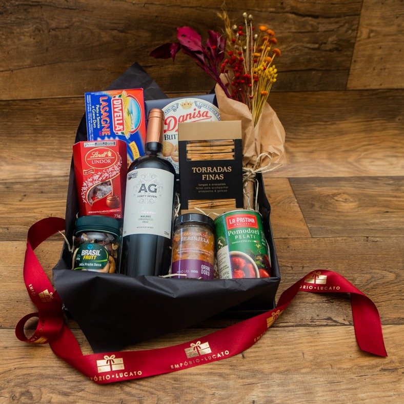 Cesta Gourmet Presente Especial com Vinho