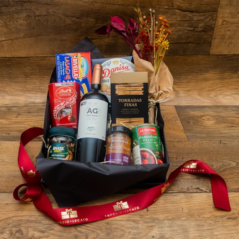Cesta Gourmet Presente Especial com Vinho