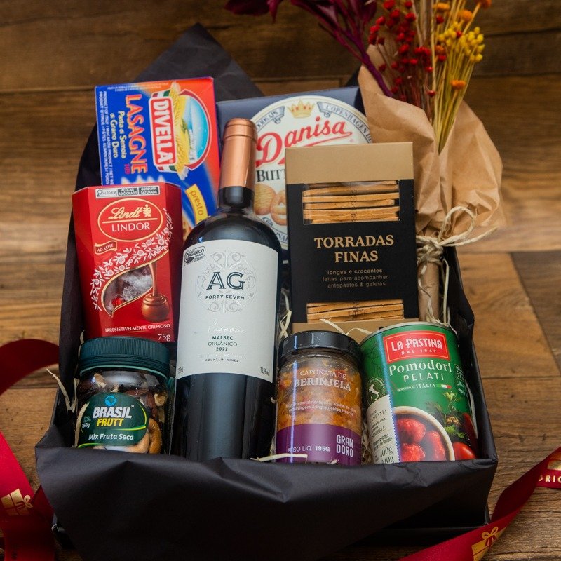 Cesta Gourmet Presente Especial com Vinho