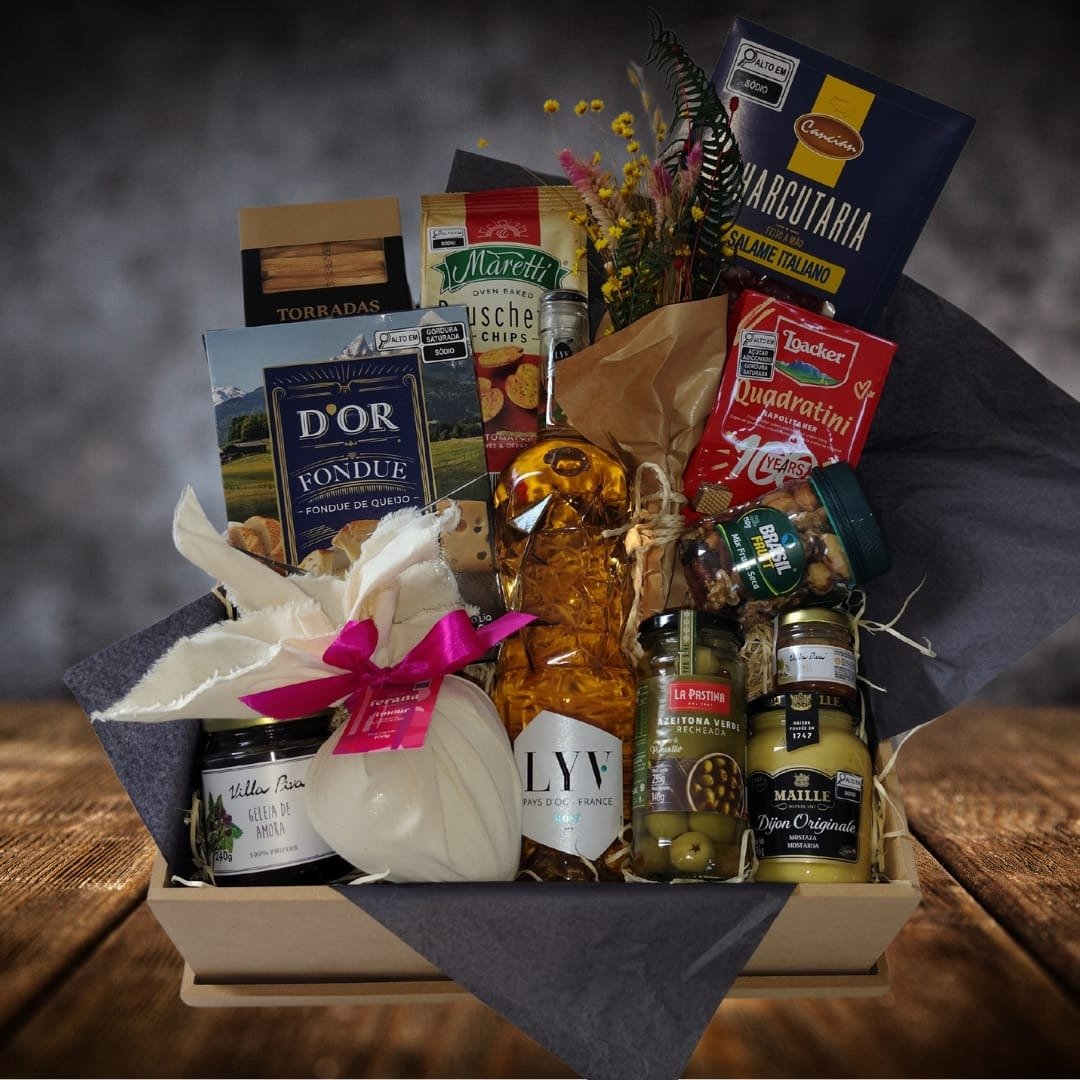 Cesta Gourmet Romance Rosè com Fondue