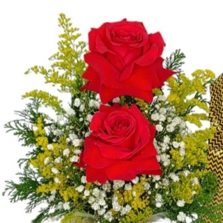 Arranjo 2 Rosas Importada com Caixa de Bombom