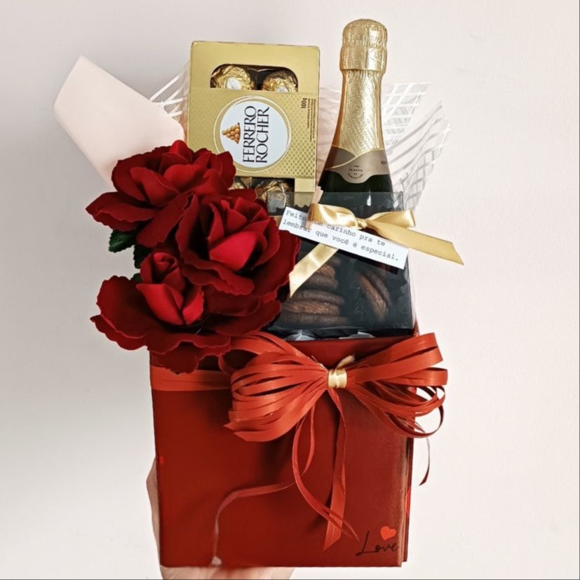 Espumante com Rosas e Biscoitos Presente Especial