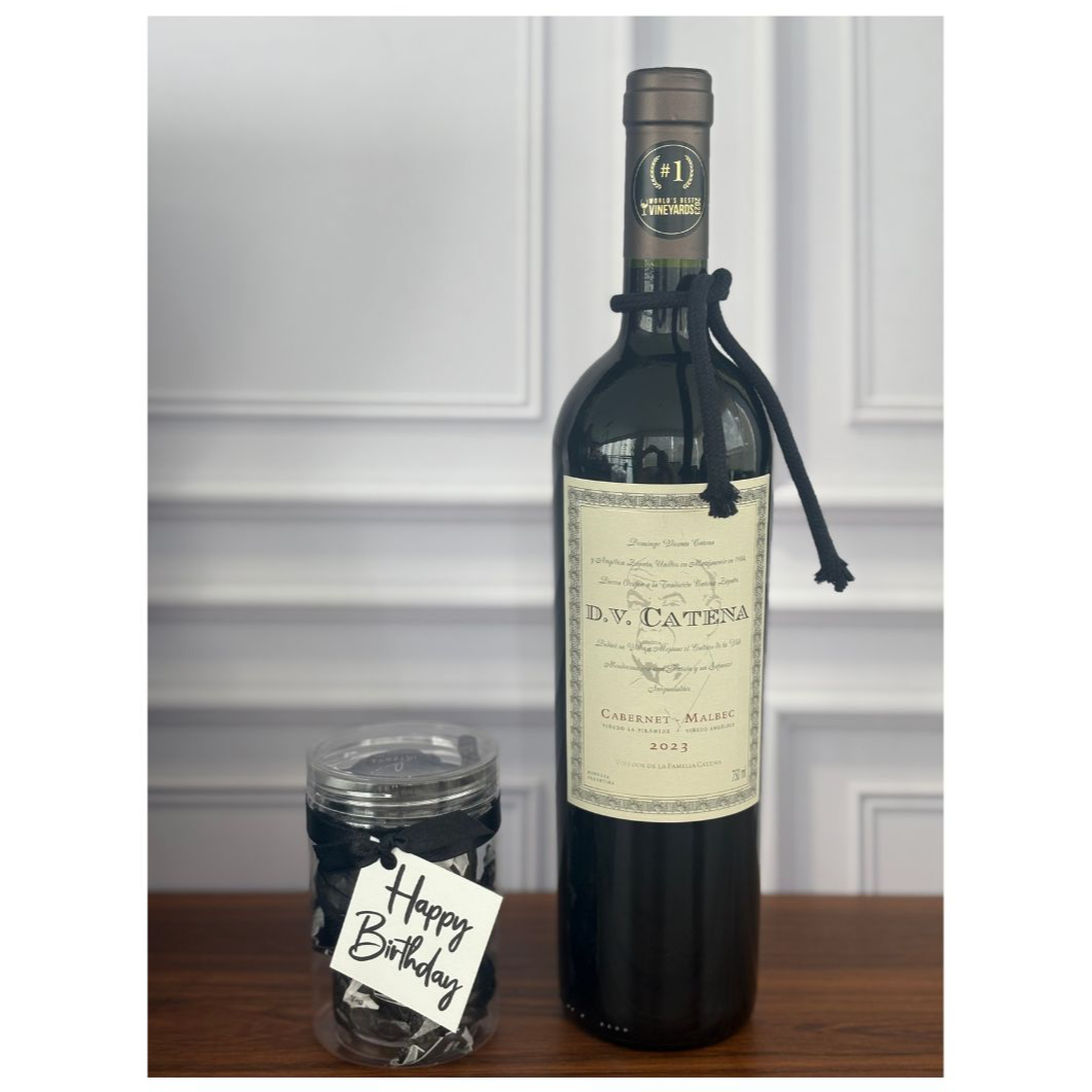 Cesta Box de Presente Vinho Taça e Chocolate