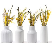 Conjunto 4 Vasos Garrafa Cimento com Flores Secas