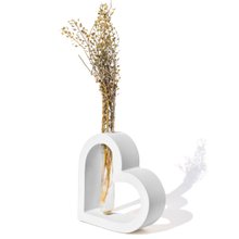 Vaso Hidropônico Coração Cimento Tubo Flor Seca 16,5cm