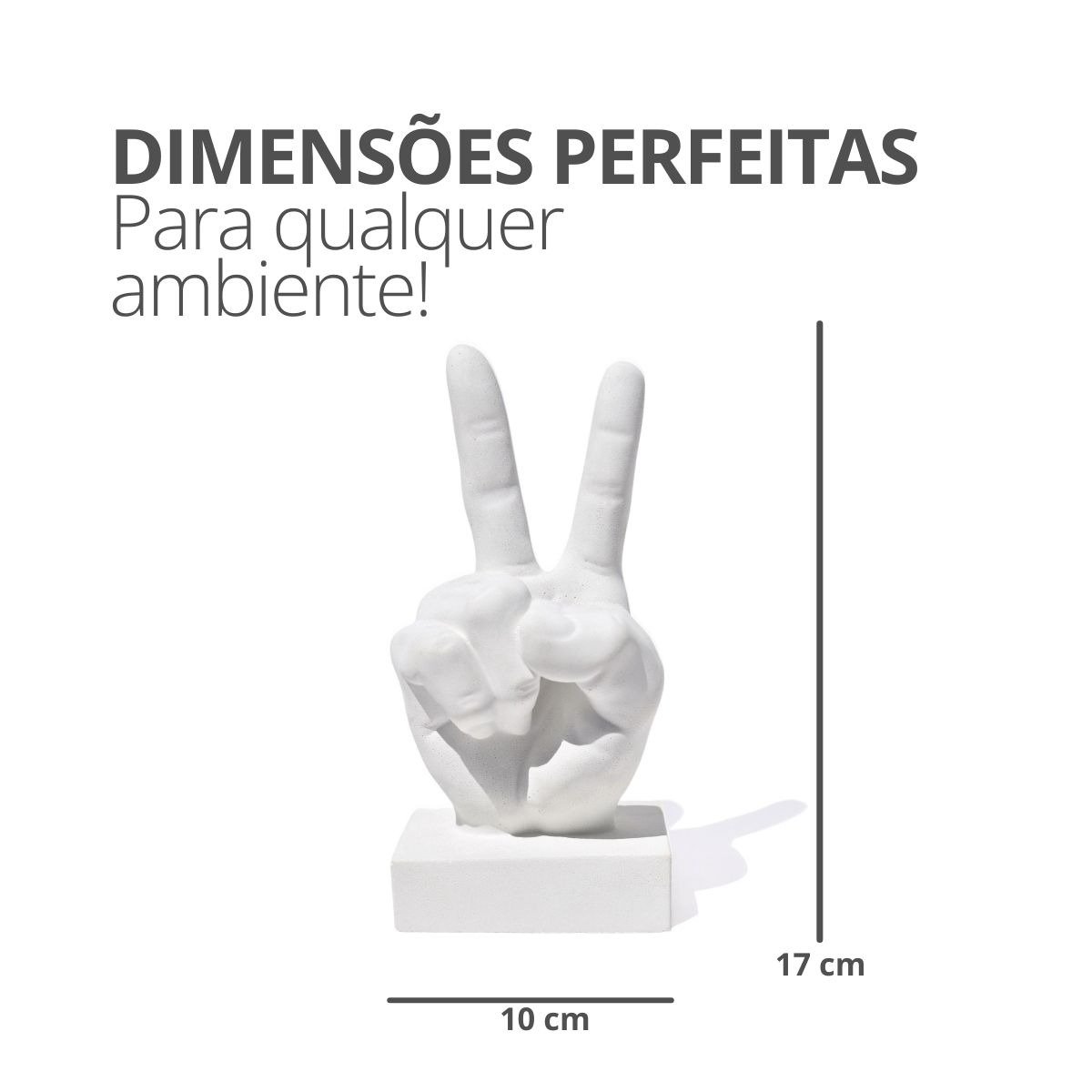 Estátua Paz e Amor Cimento Branco Artesanal 17cm
