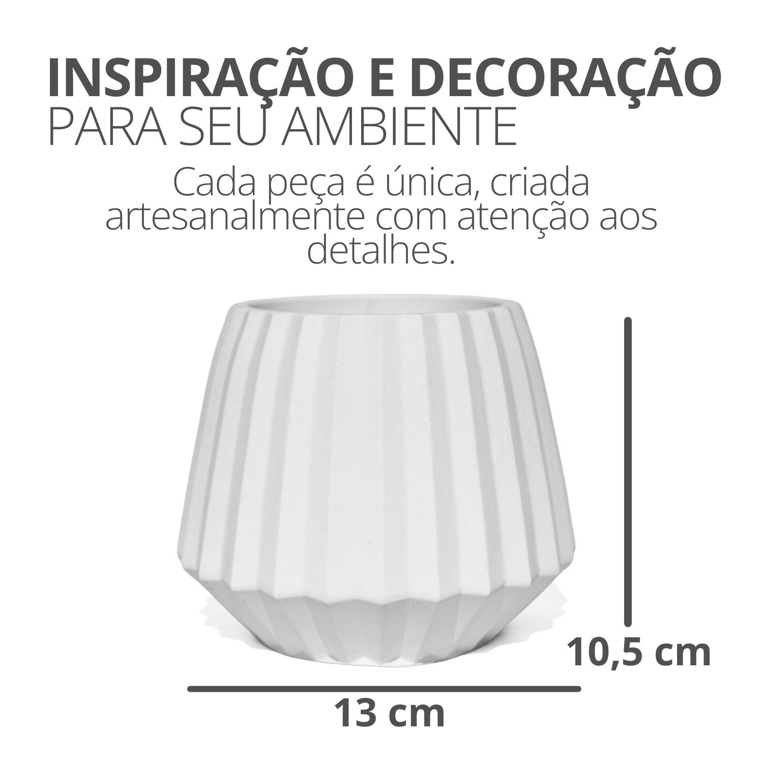 Vaso Diamante Cimento Branco 13cm 
