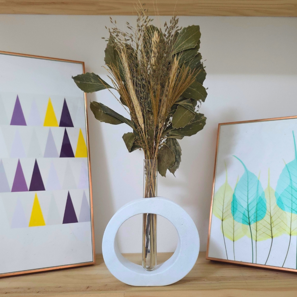 Arranjo De Flores Secas Decorativo Vaso Solitário Red