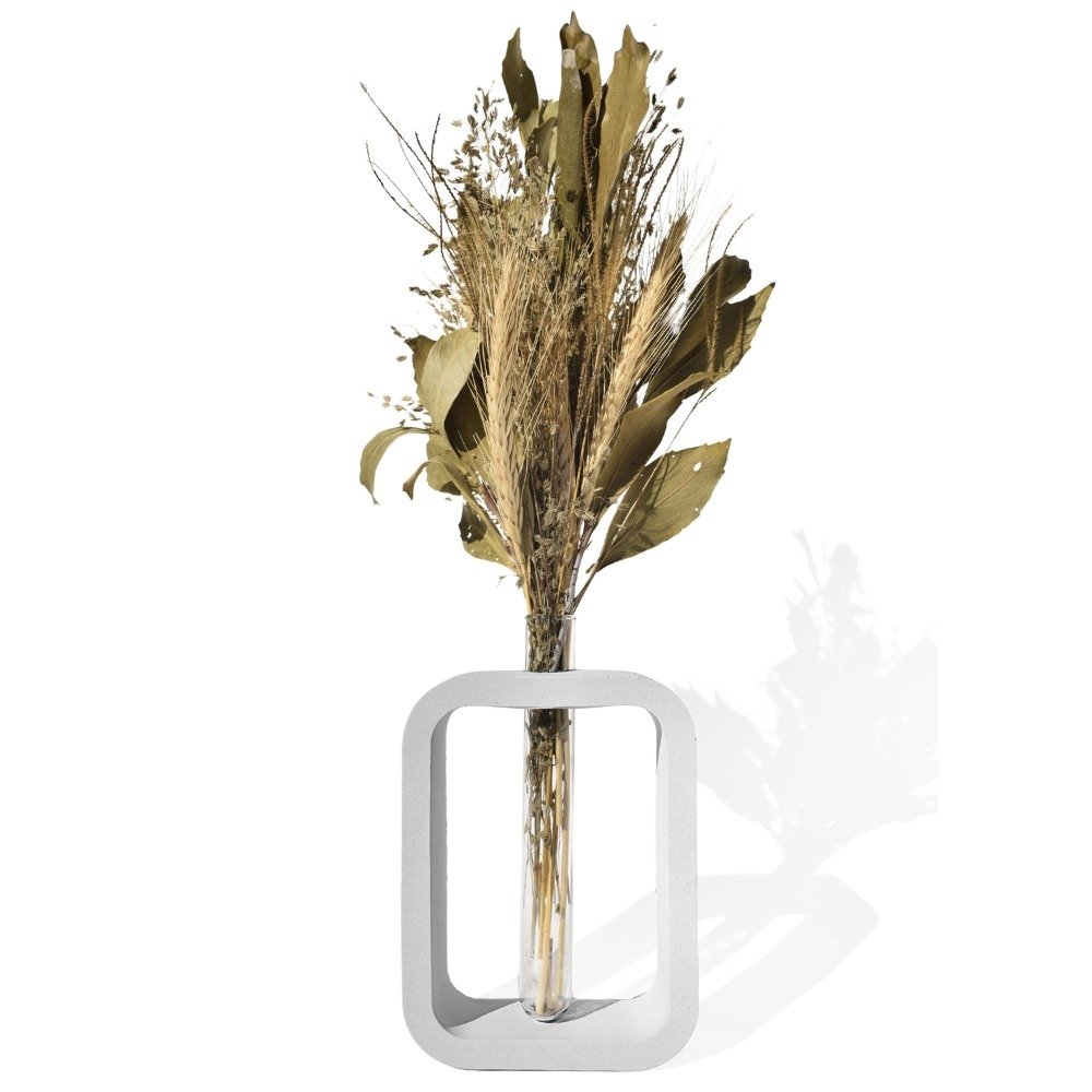 Arranjo De Flores Secas Decorativo Vaso Solitário Ret