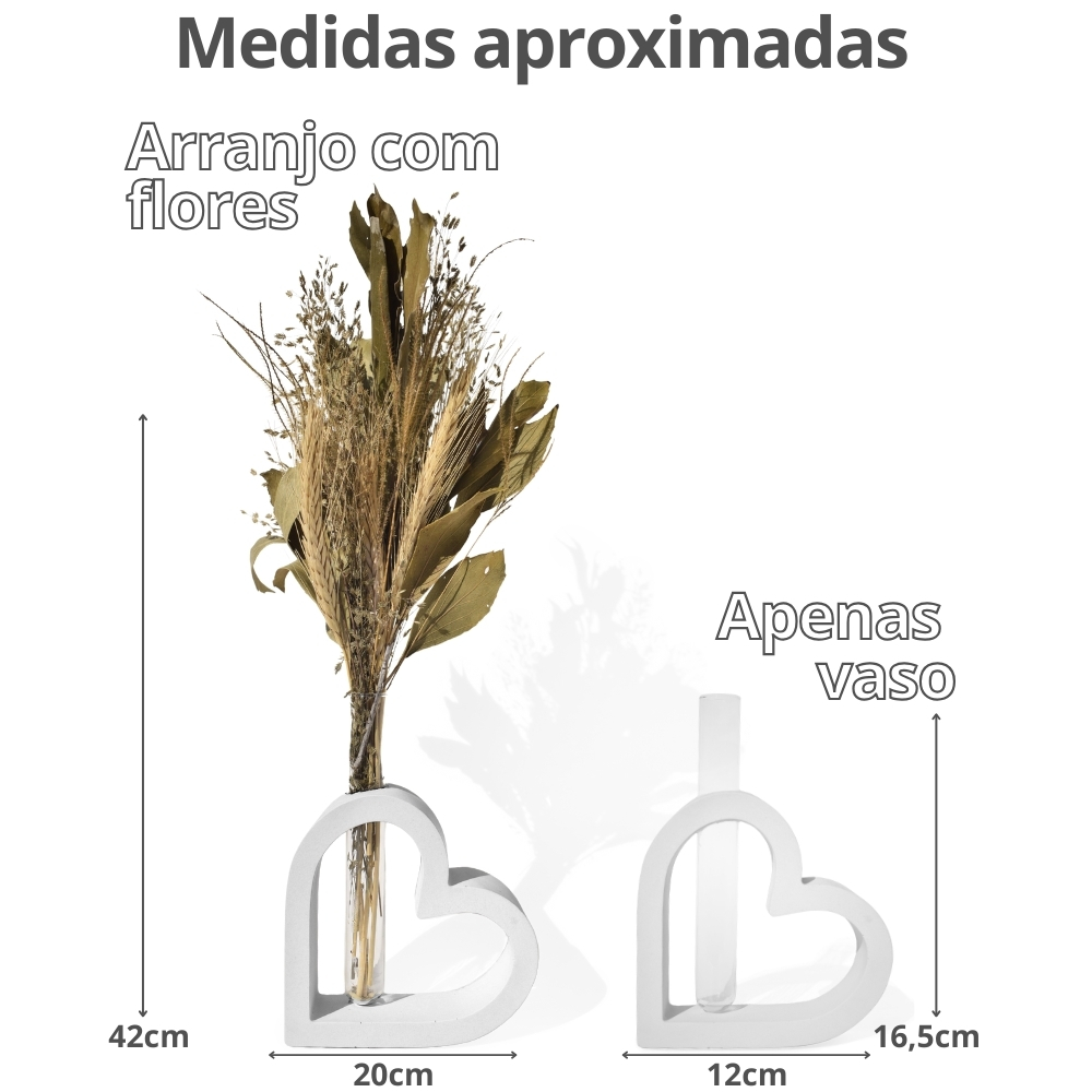 Arranjo De Flores Secas Decorativo Vaso Solitário Amor
